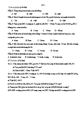 Kiểm tra chương 1 môn Toán học 8